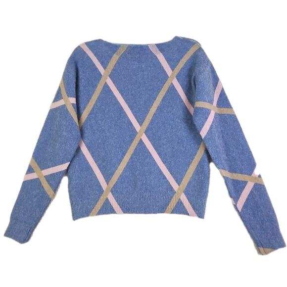 Bianco&Blu ~Woman Size L~ Argyre Blue Mohair Blend Sweater Luxury Made in Italy. - Picture 3 of 13